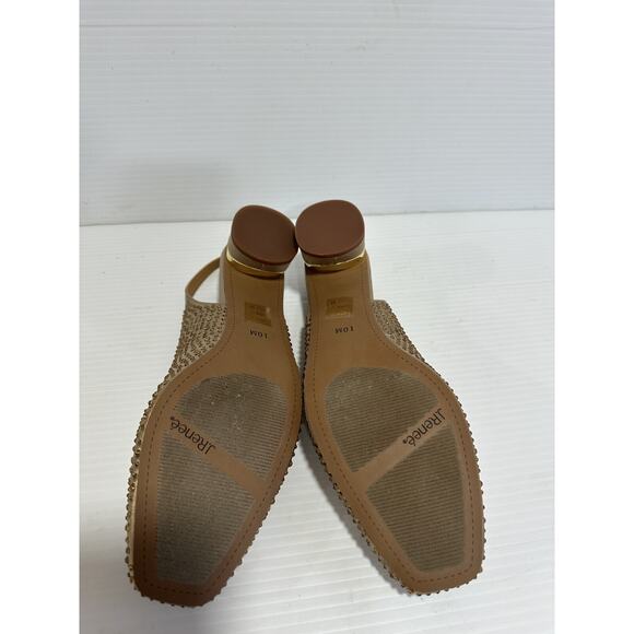 J. Renee Baline Satin Rhinestone Slingback Pumps Gold /Stones Size 10 M - Picture 6 of 8